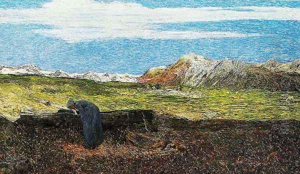 Woman at the fountain Oil Painting by Giovanni Segantini