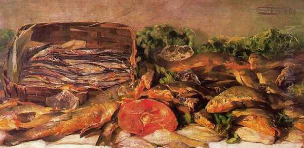 Fish Oil Painting by Giovanni Segantini