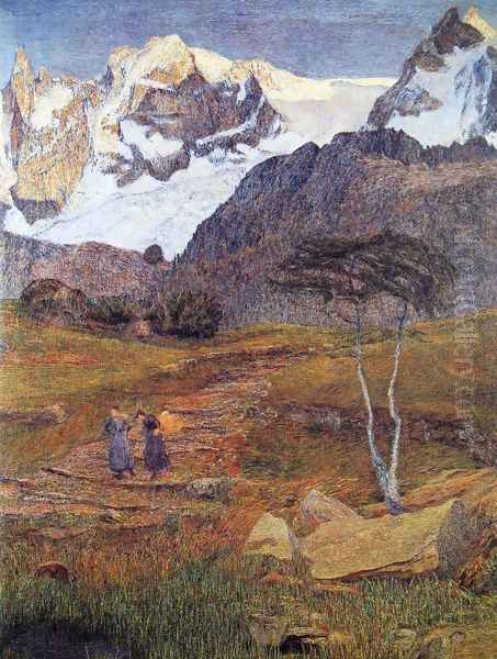 Life (detail) Oil Painting by Giovanni Segantini