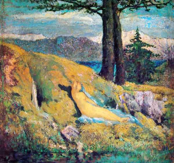 The fountain Oil Painting by Giovanni Segantini