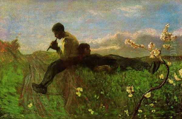 Idillio Oil Painting by Giovanni Segantini