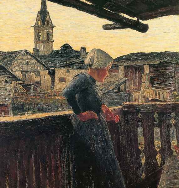 On the balcony (excerpt) Oil Painting by Giovanni Segantini