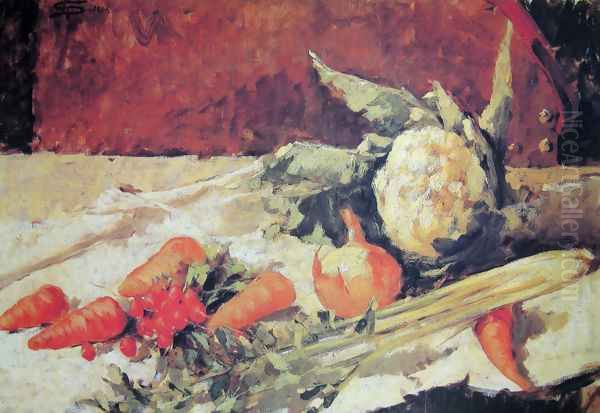 Still life with carrots Oil Painting by Giovanni Segantini