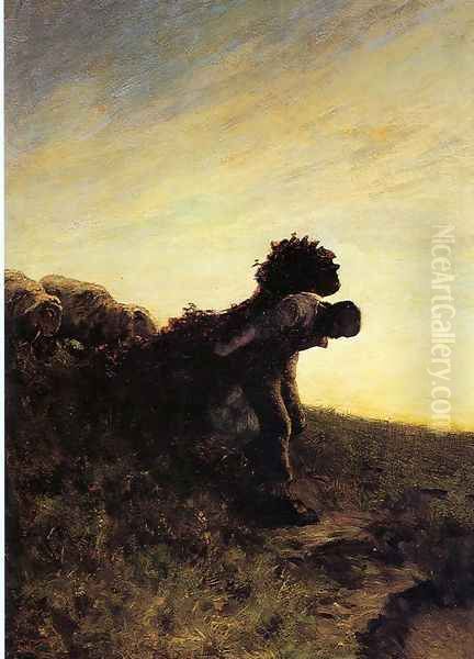 The last effort of the day Oil Painting by Giovanni Segantini