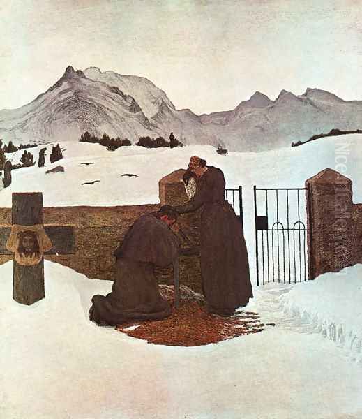 The pain comforted by the Faith (The comfort of the Faith) Oil Painting by Giovanni Segantini