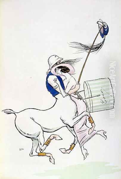 Tangoville sur Mer, caricature of Coco Chanel 1883-1971 dancing with Arthur Boy Capel, 1913 by Georges Goursat Sem