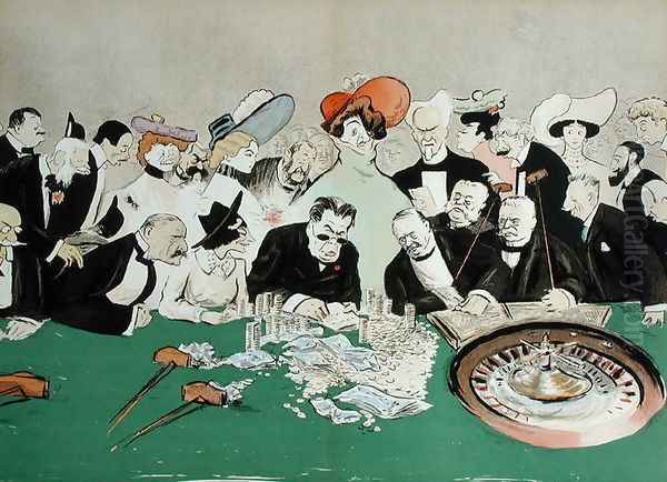 Gamblers in the casino at Monte-Carlo. c.1910 Oil Painting by Georges Goursat Sem