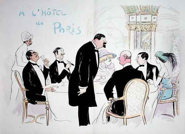 A lHotel de Paris 1913 Oil Painting by Georges Goursat Sem