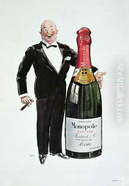 Advertisement for Heidsieck Champagne, c.1910 Oil Painting by Georges Goursat Sem