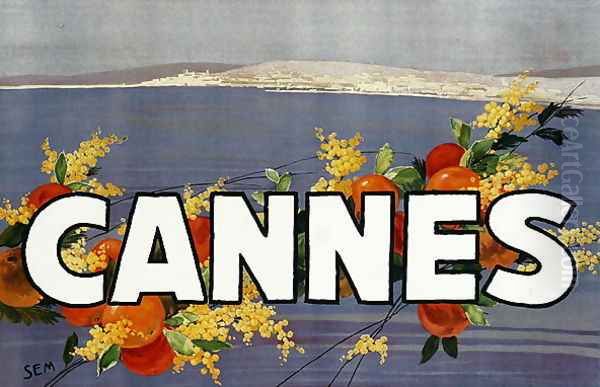 Advertisement for Cannes, printed by Draeger, 1930 Oil Painting by Georges Goursat Sem