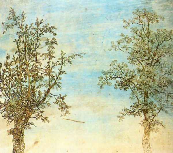 Two Trees c. 1625 Oil Painting by Hercules Seghers