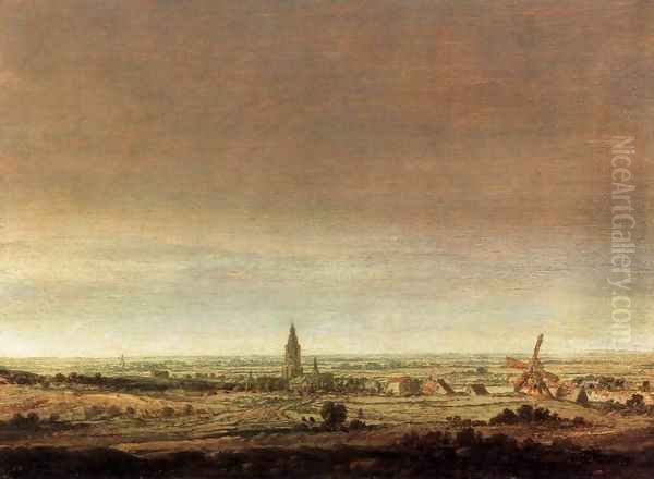 Landscape with City on a River Oil Painting by Hercules Seghers