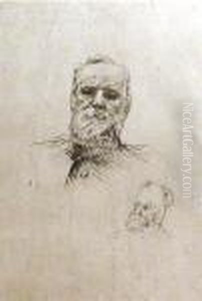 Victor Hugo De Face Oil Painting by Auguste Rodin