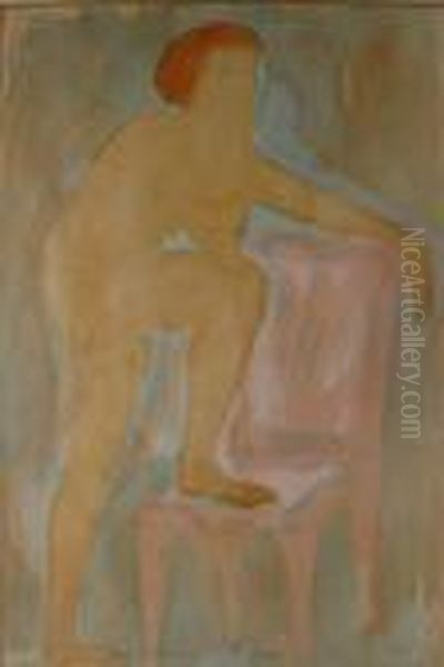 Nude With Foot Resting On Chair Oil Painting by Auguste Rodin