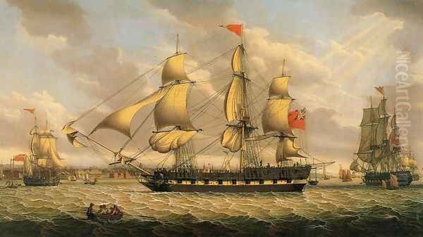 British Merchantman in the River Mersey off Liverpool Oil Painting by Robert Salmon