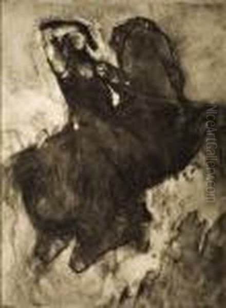 Photogravure Of Drawing Oil Painting by Auguste Rodin