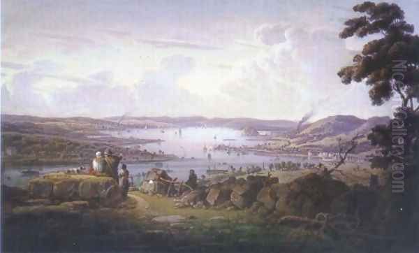 View of Dunbarton and River Clyde Oil Painting by Robert Salmon