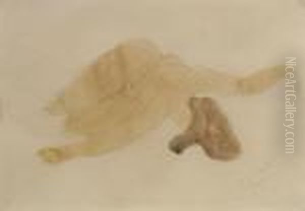 Femme Nue Couchee. Oil Painting by Auguste Rodin