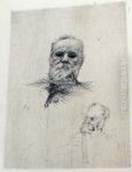 Portrait De Victor Hugo De Face Oil Painting by Auguste Rodin