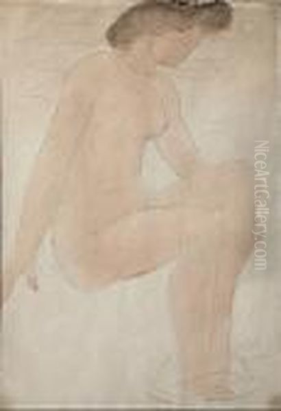 Seated Nude Oil Painting by Auguste Rodin