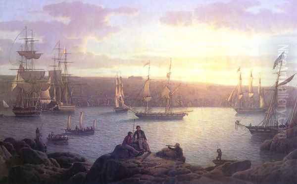 Shipping at Pembroke Oil Painting by Robert Salmon