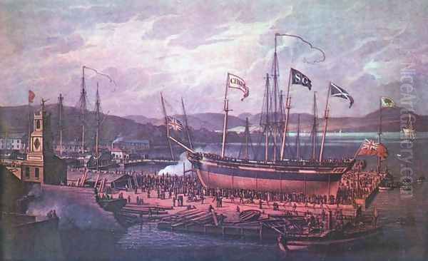 Launch of the S.S. Christian Oil Painting by Robert Salmon