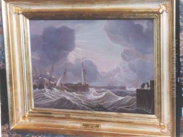 Shipping Off Whitehaven Oil Painting by Robert Salmon