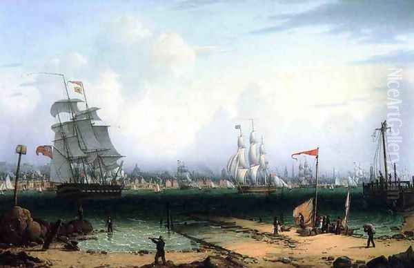 View of Liverpool from Cheshire Oil Painting by Robert Salmon