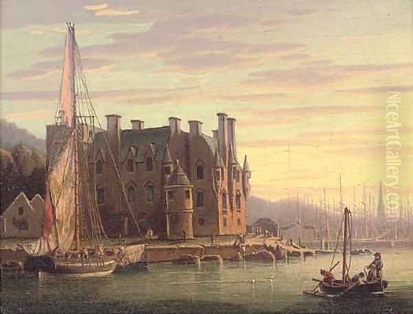 Newark Castle with a distant view of Port Glasgow Oil Painting by Robert Salmon