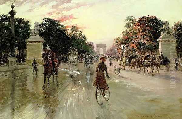 The Champs Elysees, Paris Oil Painting by Georges Stein