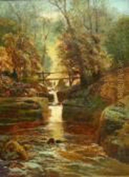 Aira Force Rydale Water Westmoreland Oil Painting by Clarence Roe