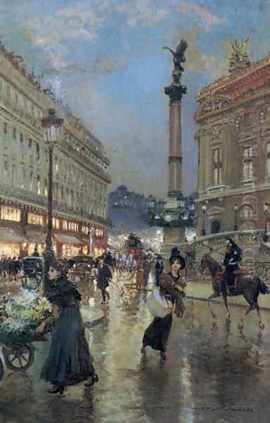 A view of the Opera House, Paris Oil Painting by Georges Stein