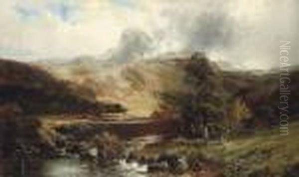 A Highland Glen Oil Painting by Clarence Roe