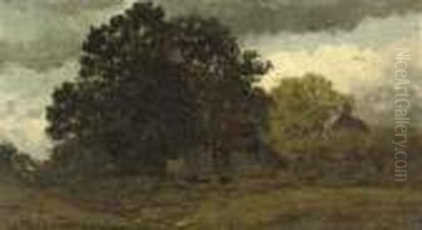 Avondschemering: A Meadow Near Delden Oil Painting by Willem Roelofs