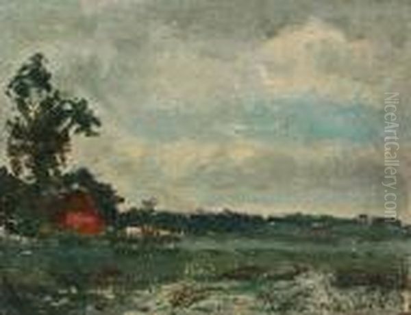 Farm Scene With Barn And Cows Oil Painting by Willem Roelofs