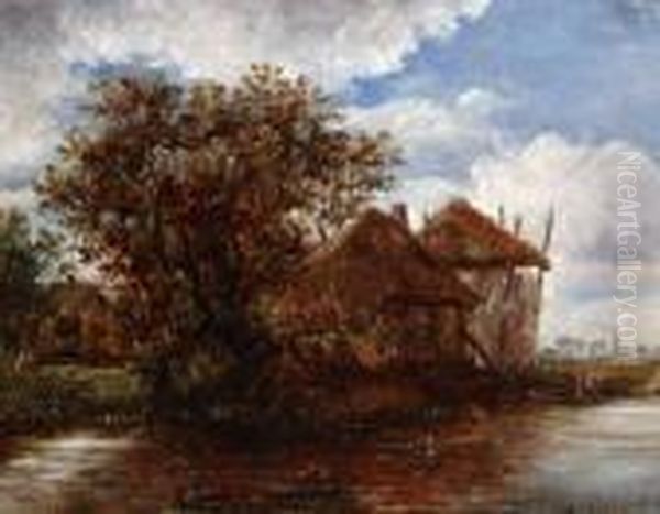 Boerderij Aan Het Water Oil Painting by Willem Roelofs