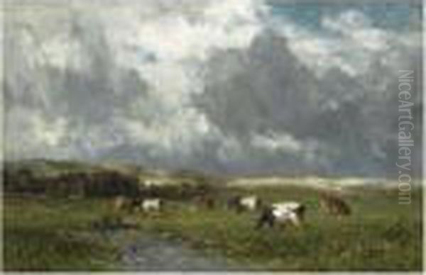 Cows Grazing Near Zomerzorg, Bloemendaal by Willem Roelofs