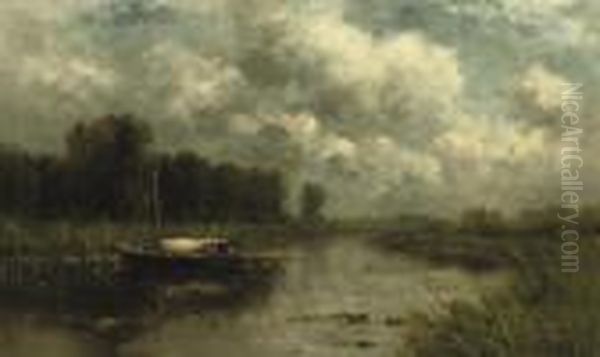 A Polder Landscape Near The River Gein Oil Painting by Willem Roelofs