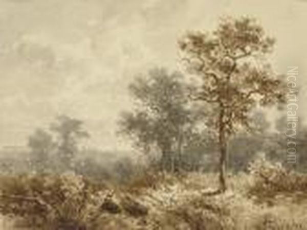 Paysage Arbore Avec Une Femme Assise Devant Un Fagot De Bois Oil Painting by Willem Roelofs