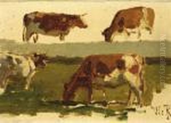 A Sketch Of Cows Oil Painting by Willem Roelofs