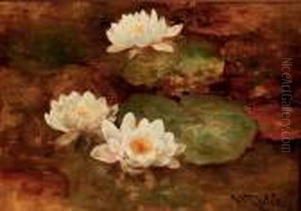 Waterlilies Oil Painting by Willem Roelofs