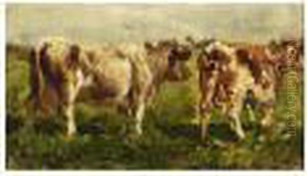 Cows In A Field Oil Painting by Willem Roelofs