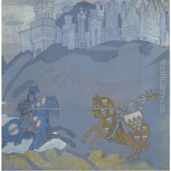 The Duel Oil Painting by Nicolaj Konstantinov Roerich