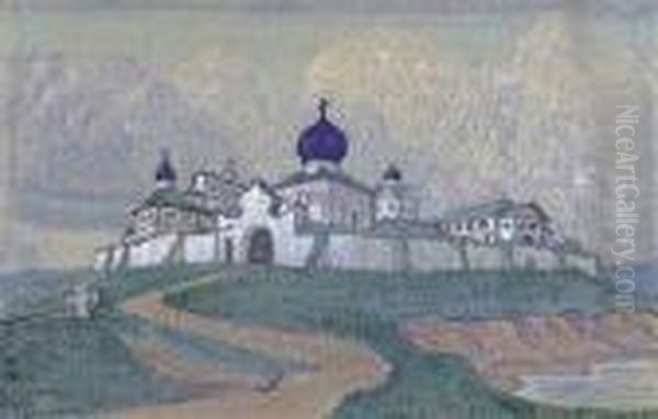 The Monastery Oil Painting by Nicolaj Konstantinov Roerich