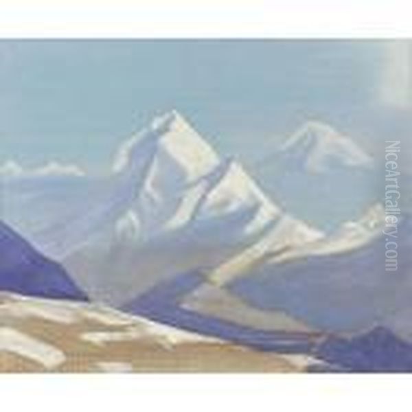 Himalayan Landscape Oil Painting by Nicolaj Konstantinov Roerich