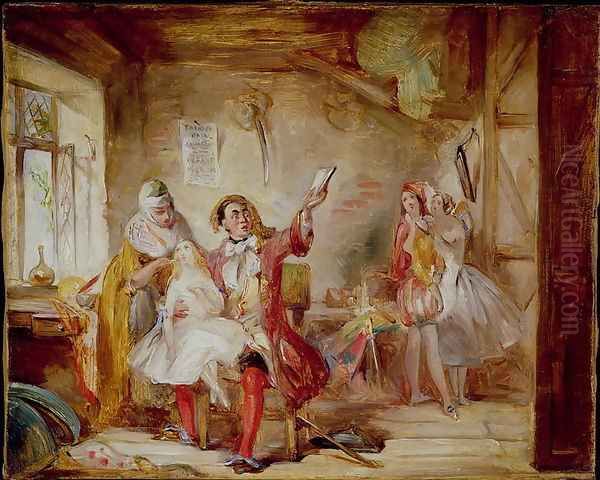 Backstage at the Theatre Royal, possibly depicting Ira Frederick Aldridge 1807-67 rehearsing Othello, 1862 Oil Painting by Abraham Solomon