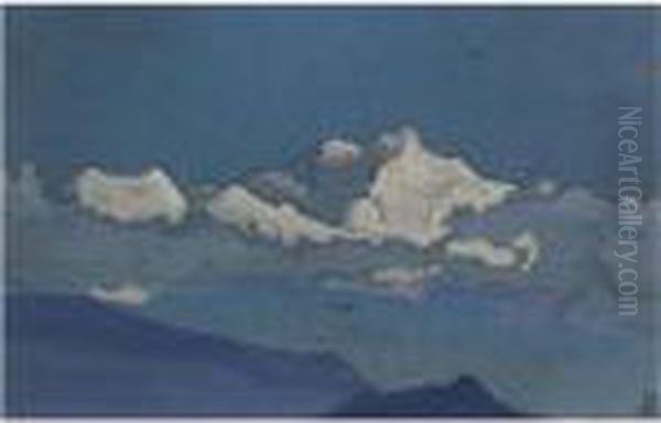 Above The Clouds, Himalayas Oil Painting by Nicolaj Konstantinov Roerich