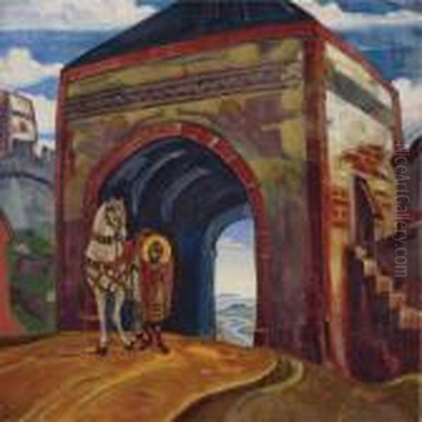 St. Mercurius Of Smolensk Oil Painting by Nicolaj Konstantinov Roerich