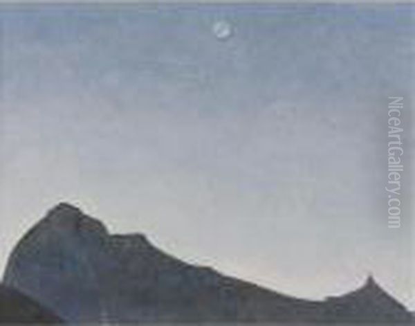 New Moon From The Series Himalayan Oil Painting by Nicolaj Konstantinov Roerich