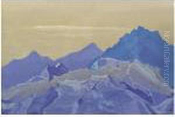 Blue Landscape Oil Painting by Nicolaj Konstantinov Roerich